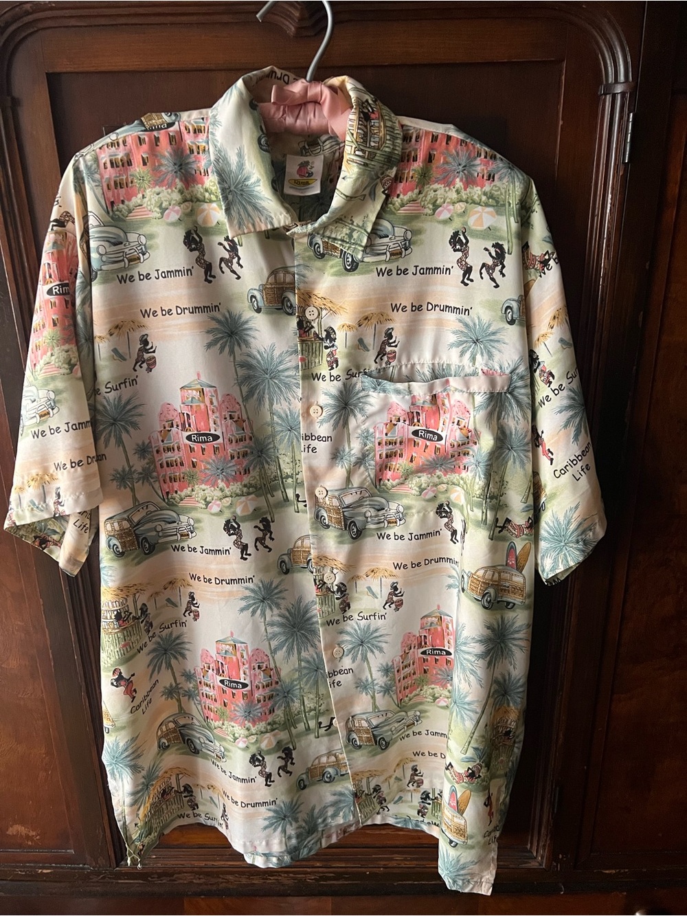 Vintage Men’s Beachwear Fun Hawaiian Print Short-Sleeve Camp Shirt